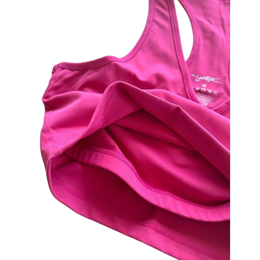 X by Gottex Women's ULTRALUXE NYLON Sports Bra Quick Dry Size M Deep Magenta